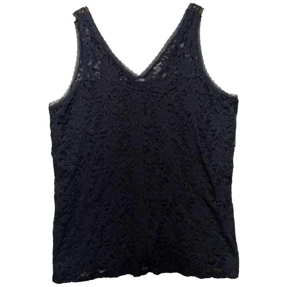 Torrid Womens Lace Floral Whimisigoth Tank Top Sleeveless Stretch Size 5 Black